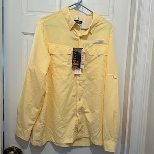 NWT Habit River Guide Solar Factor SPF 40 Long Sleeve Shirt Pale Banana Size L